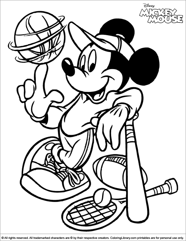 mickey mouse basketball coloring pages