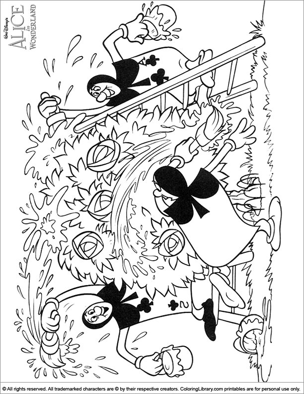 Alice in Wonderland color page for kids