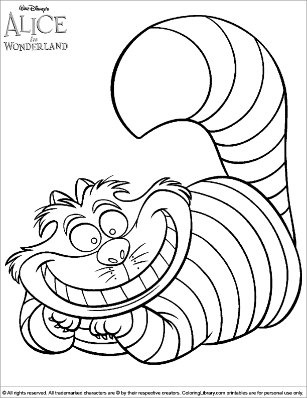 Alice in Wonderland colouring page