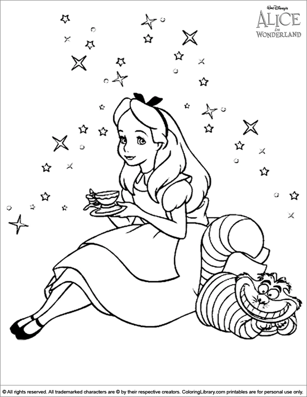 Alice in Wonderland printable coloring page