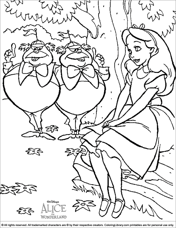 Alice in Wonderland coloring page for children