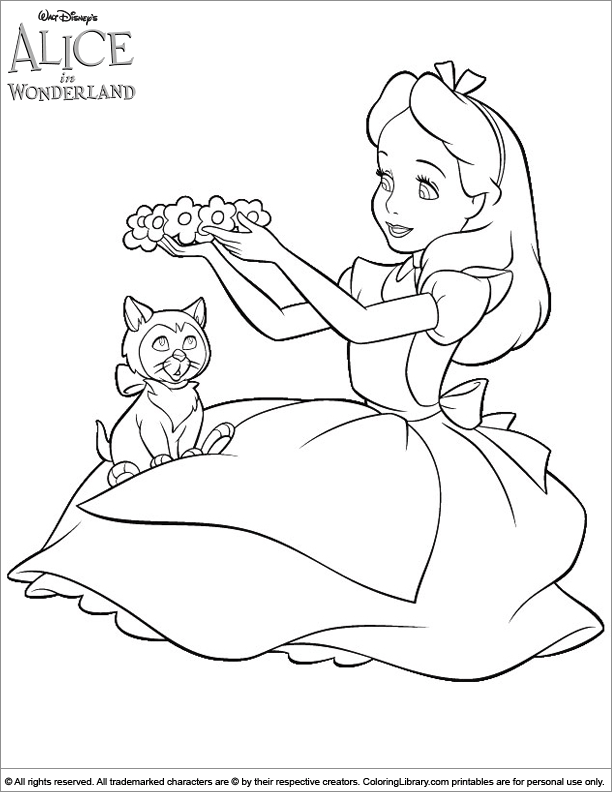Alice in Wonderland colouring page
