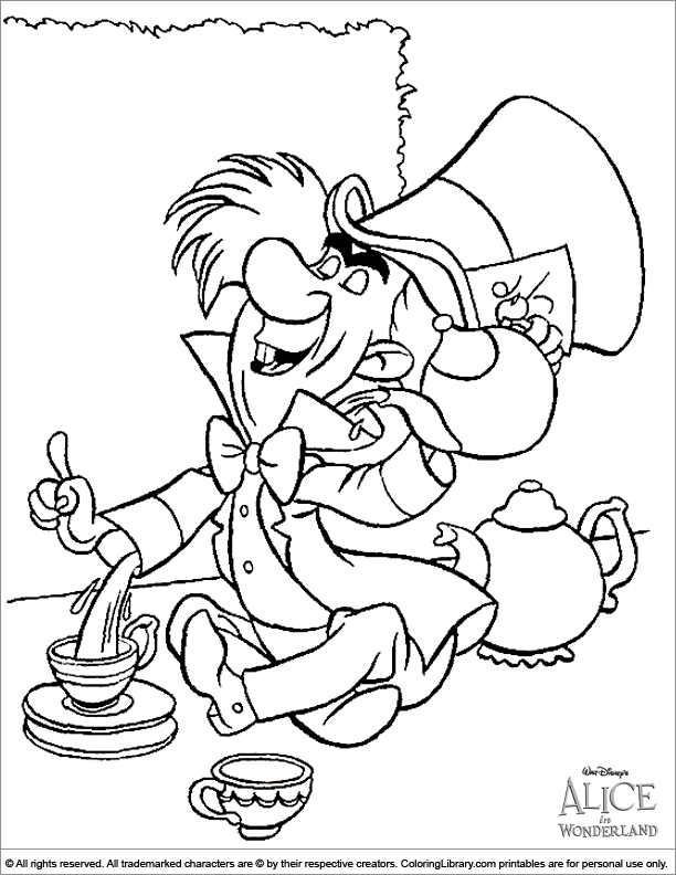 Alice in Wonderland free coloring page