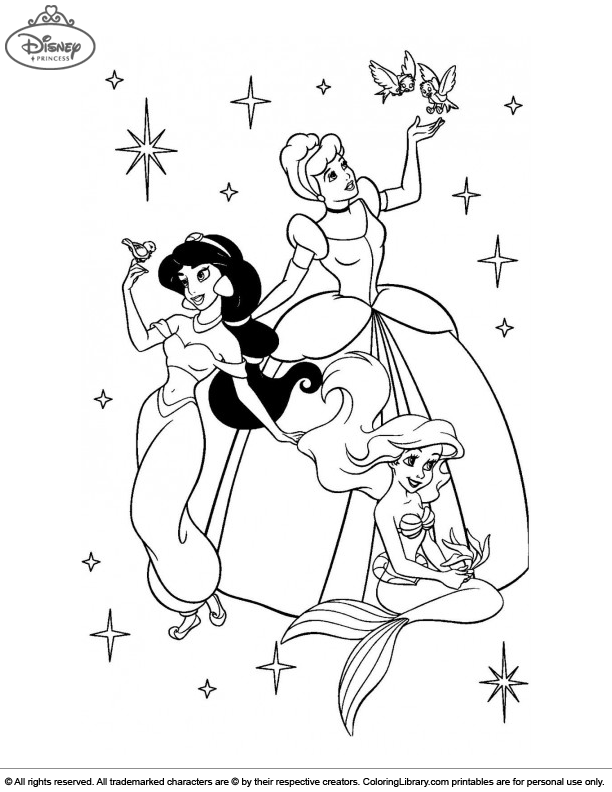 Disney Princesses coloring page for children