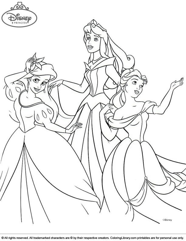 Disney Princesses coloring page to color for free