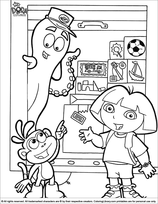 Free Dora The Explorer Coloring Page Coloring Library
