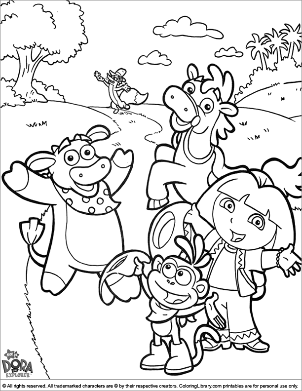 Download Dora the Explorer coloring picture to print - Coloring Library