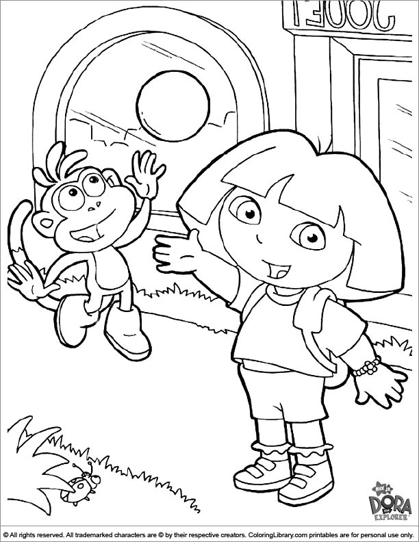 Dora the Explorer color page for kids