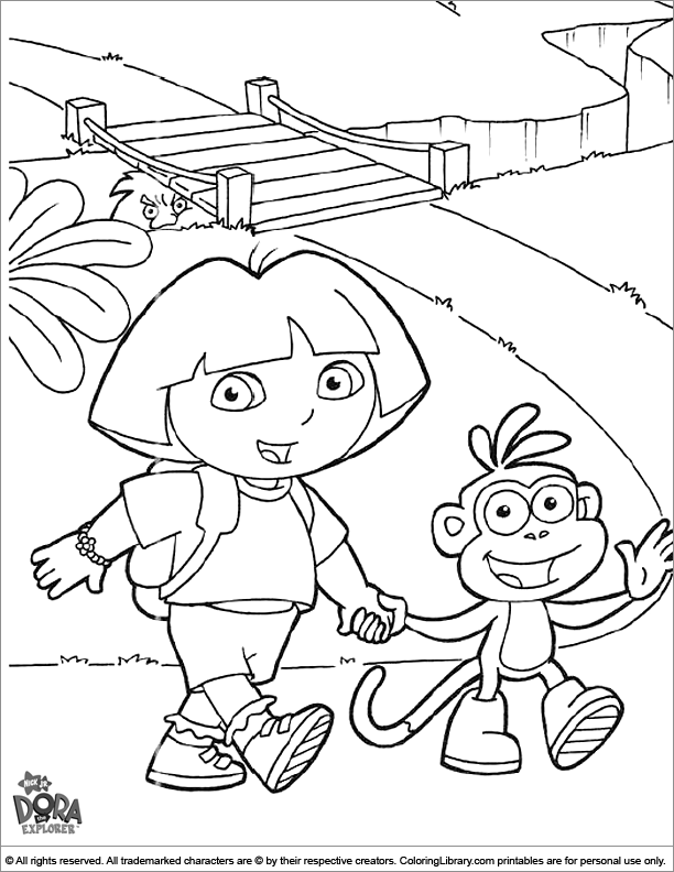 Dora the Explorer coloring sheet for kids