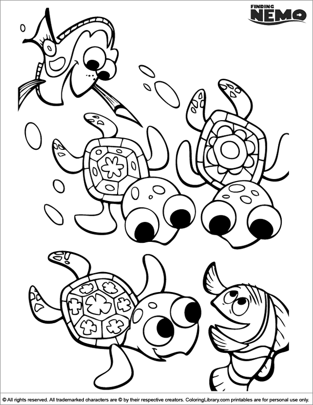 Finding Nemo colouring page