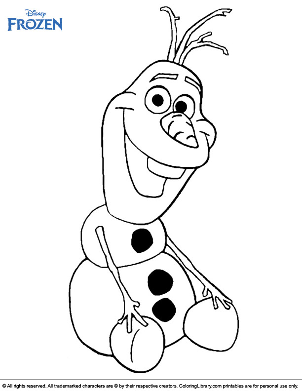 Frozen coloring book page for kids