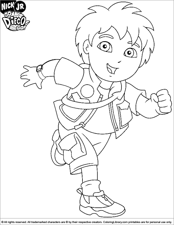 Go Diego Go coloring book page for kids  Coloring Library