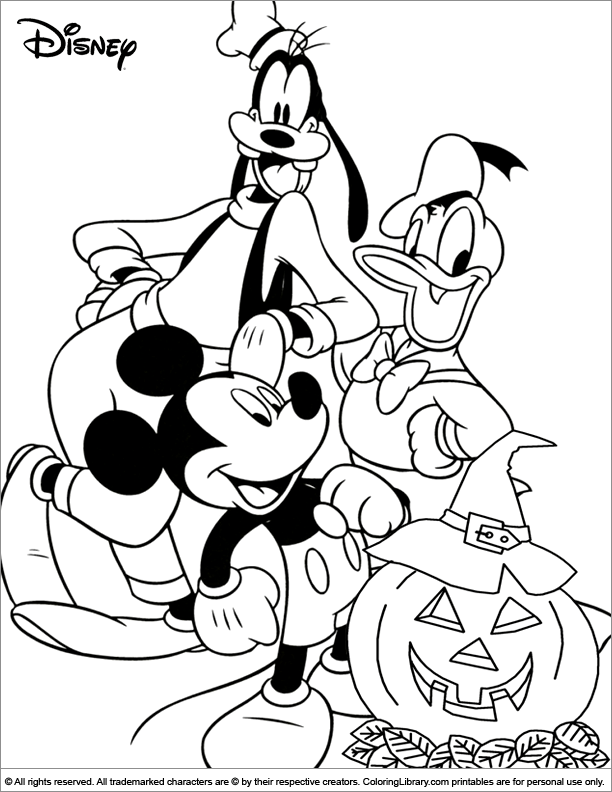 Halloween Disney coloring picture for kids