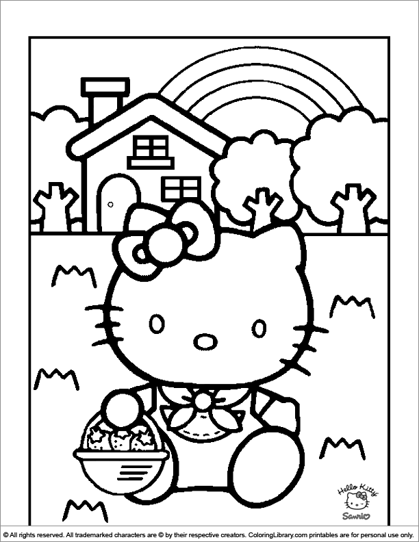 Hello Kitty coloring book page for kids