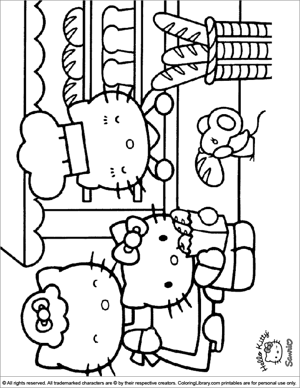 Hello Kitty coloring sheet for kids - Coloring Library