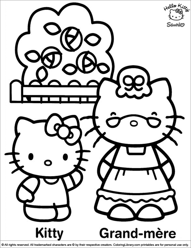 Hello Kitty colouring sheet for kids