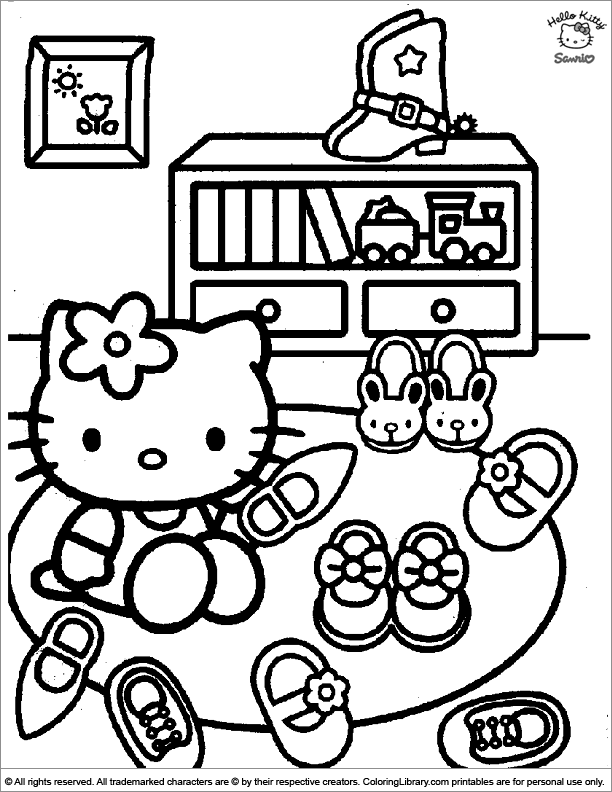 Hello Kitty free coloring sheet