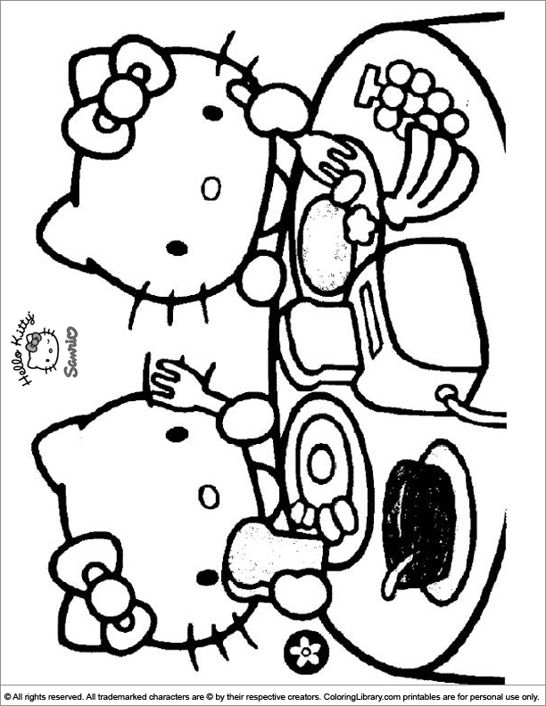 Hello Kitty free coloring sheet