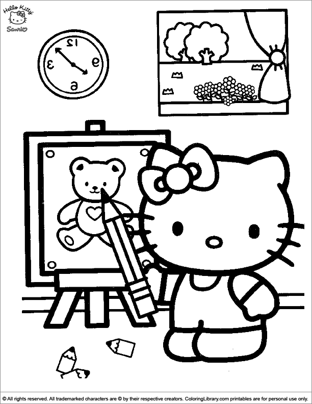 Hello Kitty coloring for kids free - Coloring Library