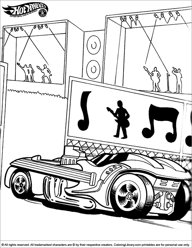 Hotwheels printable coloring page for kids