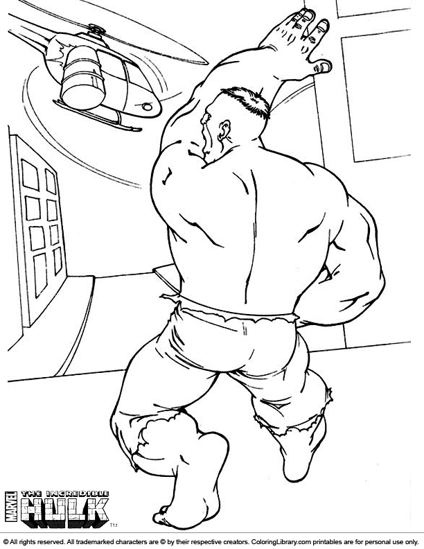 Hulk coloring page for kids to print