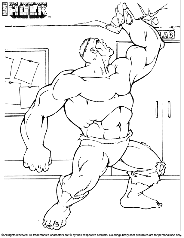 Hulk free printable coloring page