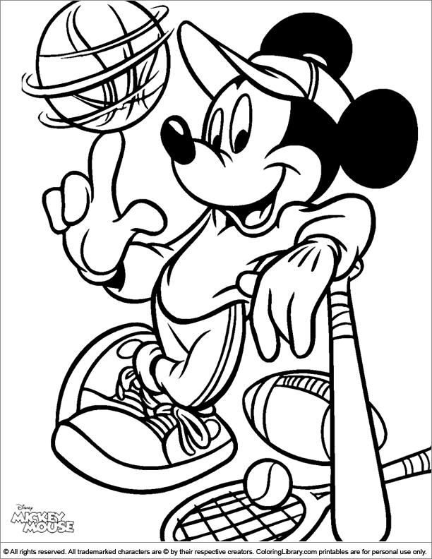 Mickey Mouse coloring page for kids - Coloring Library