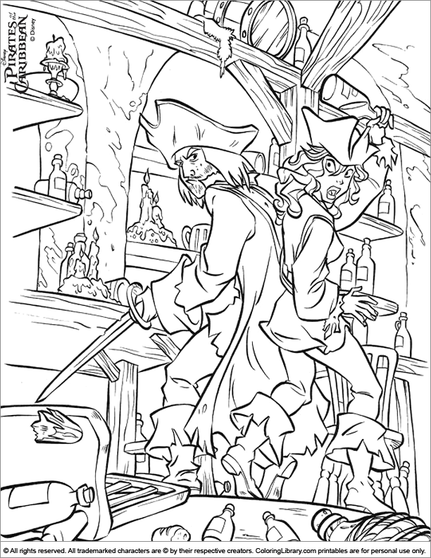 Pirates of the Caribbean coloring book page