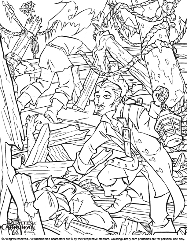 Pirates of the Caribbean coloring sheet to print