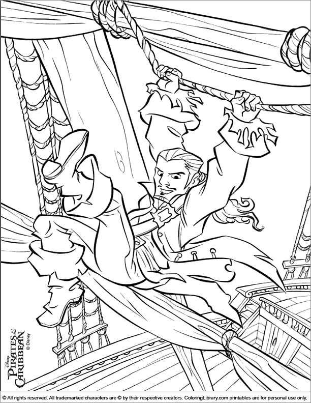 Pirates of the Caribbean free coloring sheet