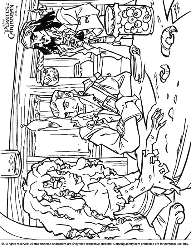 Pirates of the Caribbean free coloring page for children