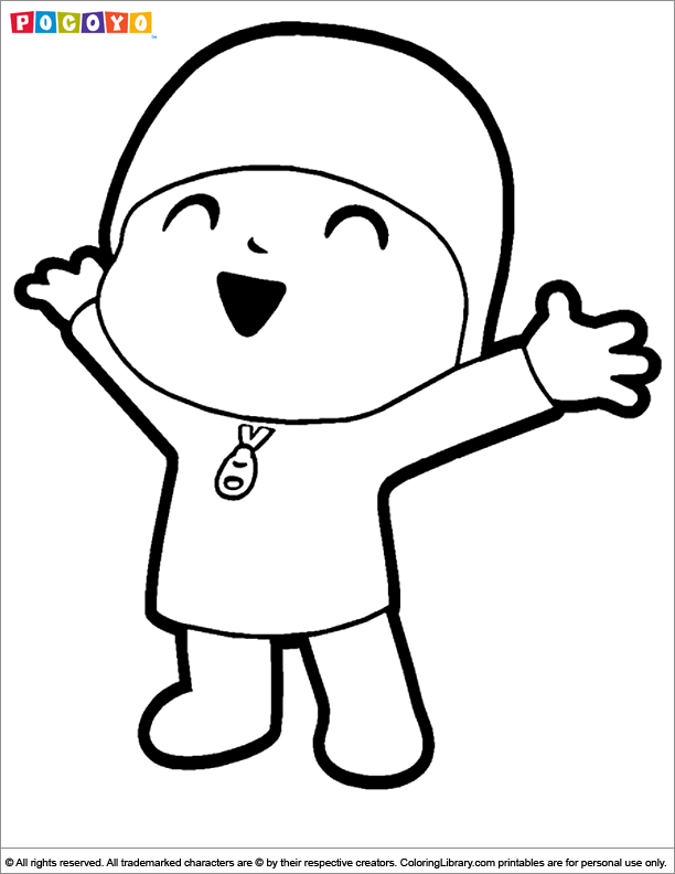 Pocoyo coloring book page for kids