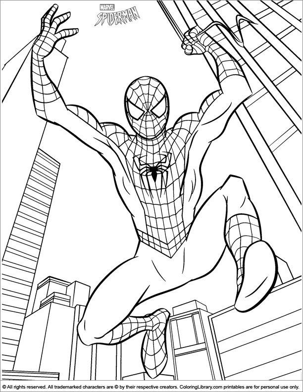 Spider Man coloring book page for kids
