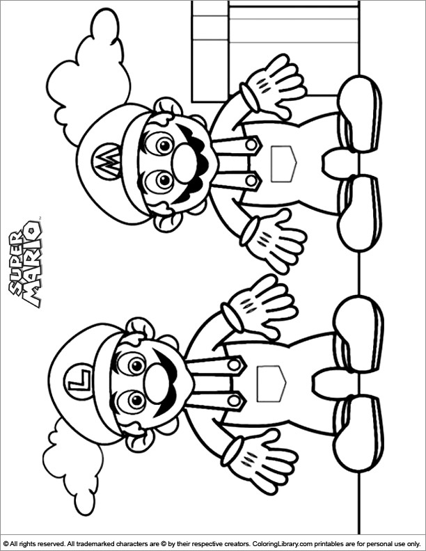 Super Mario Brothers printable coloring picture