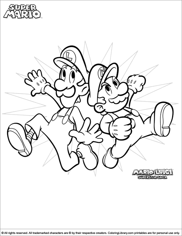 Super Mario Brothers coloring for kids free