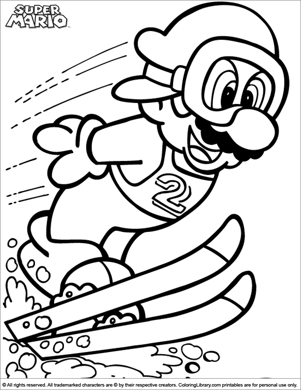 Super Mario Brothers fun coloring sheet