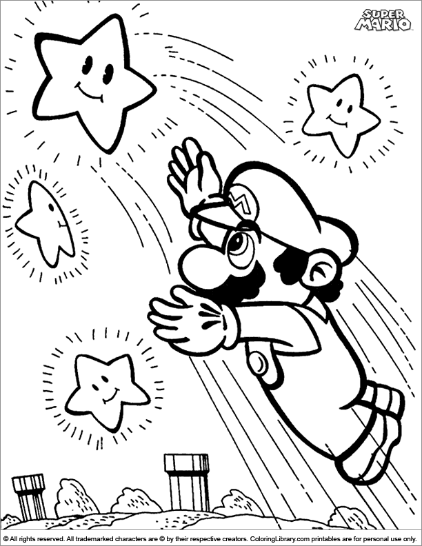 Super Mario Brothers coloring sheet