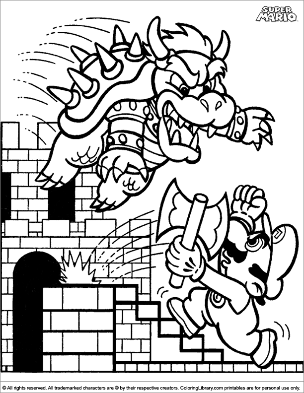 Super Mario Brothers coloring page online
