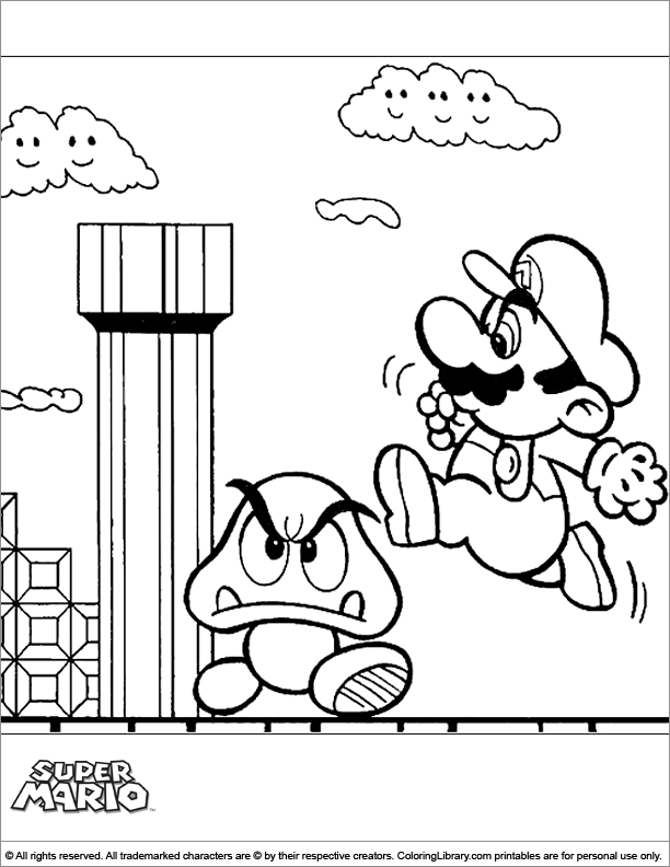 Printable Super Mario Brothers coloring page