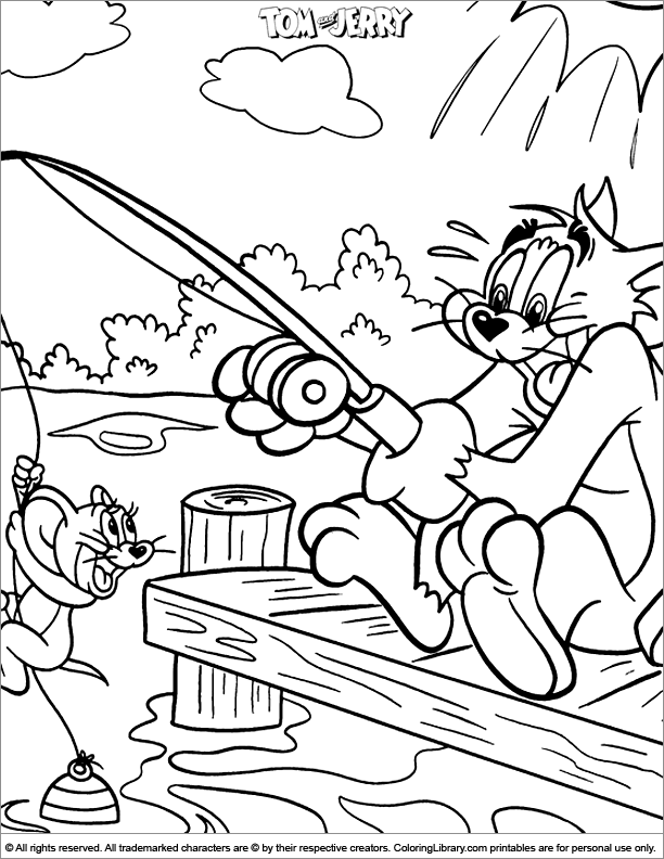Tom and Jerry coloring book page for kids