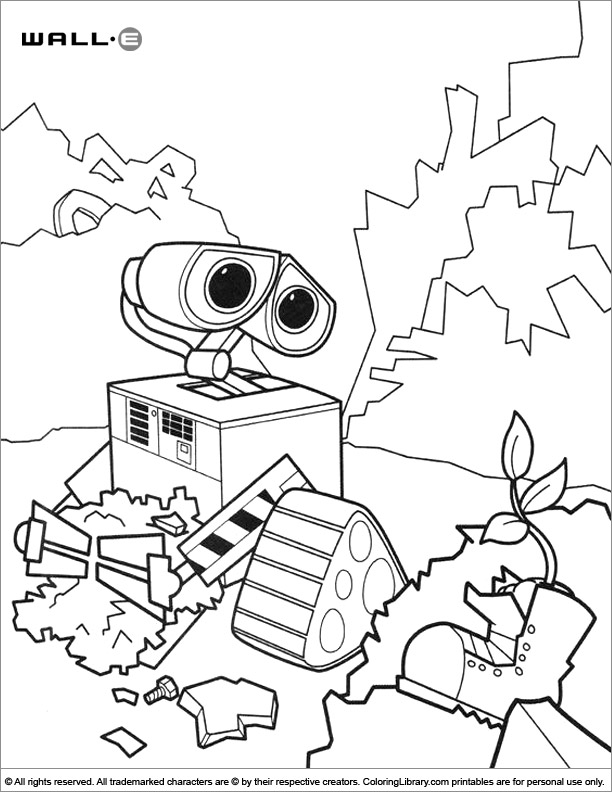 WALL E coloring book page