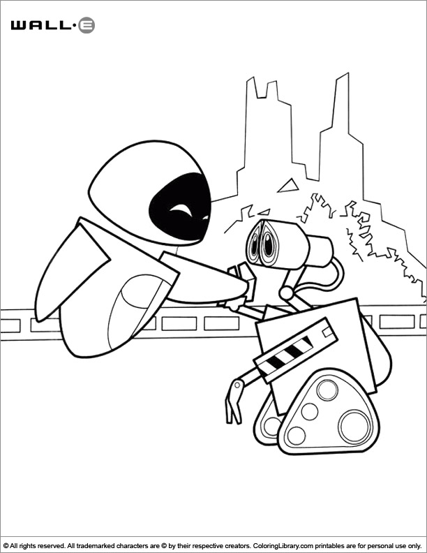WALL E free coloring picture
