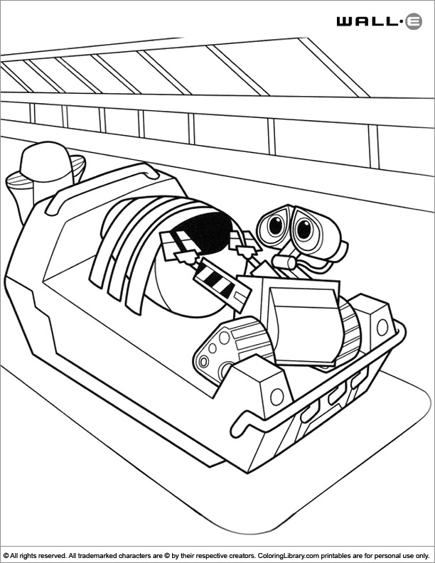 WALL E free coloring book page