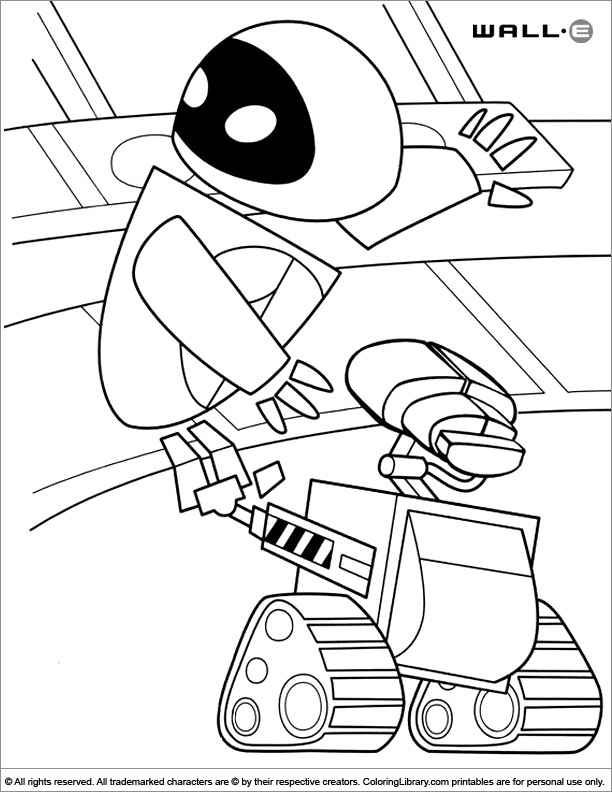 WALL E coloring book page for kids