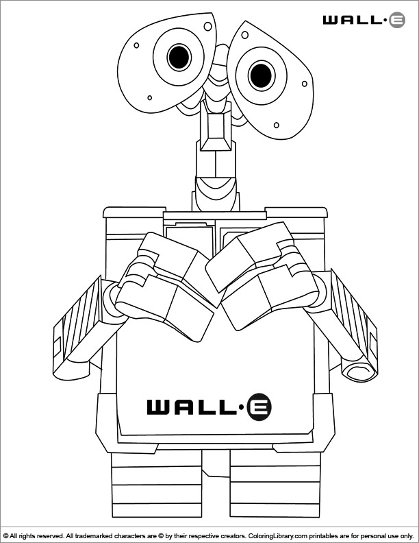 WALL E free coloring sheet