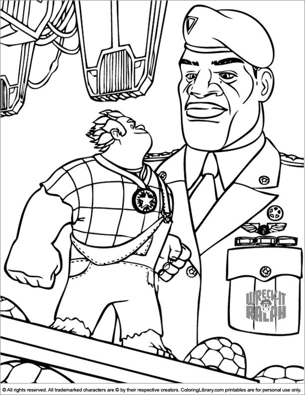 Wreck It Ralph coloring book page for kids